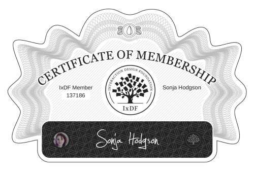 Sonja's Certificate of membership