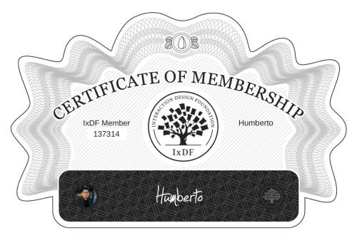 Humberto's Certificate of membership
