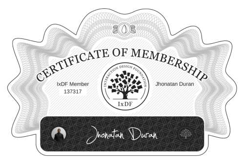 Jhonatan's Certificate of membership