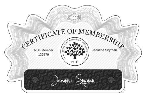 Jeamine's Certificate of membership