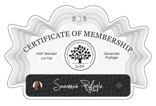 Savannah's Certificate of membership