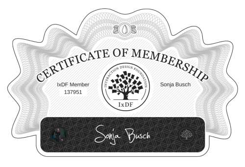Sonja's Certificate of membership