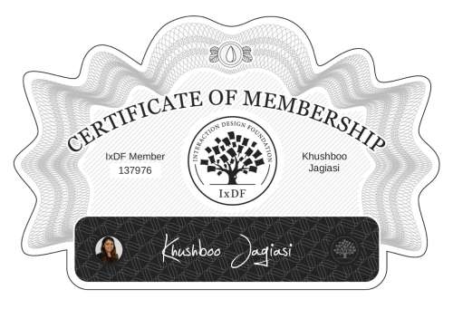 Khushboo's Certificate of membership