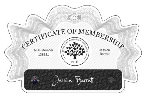 Jessica's Certificate of membership