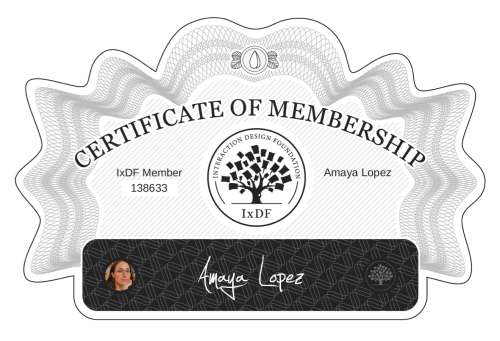 Amaya's Certificate of membership