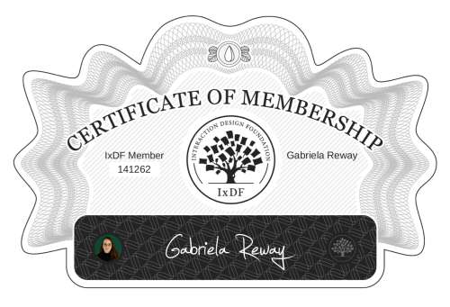 Gabriela's Certificate of membership