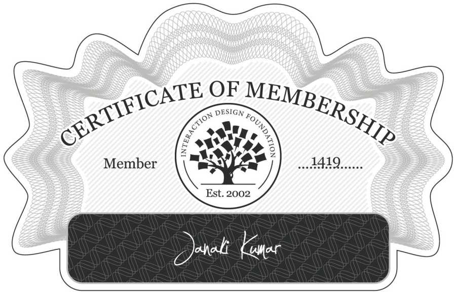 Janaki Kumar: Certificate of Membership