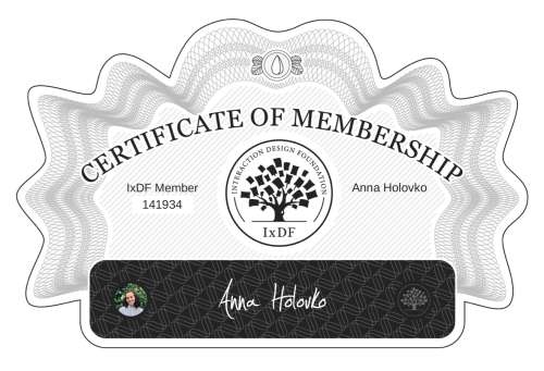 Anna's Certificate of membership
