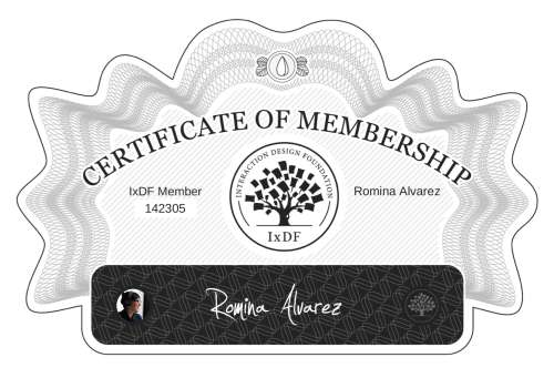 Romina's Certificate of membership