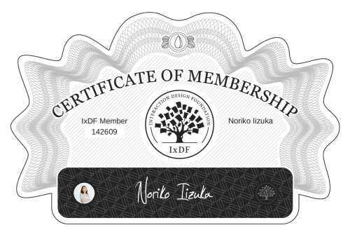 Noriko's Certificate of membership