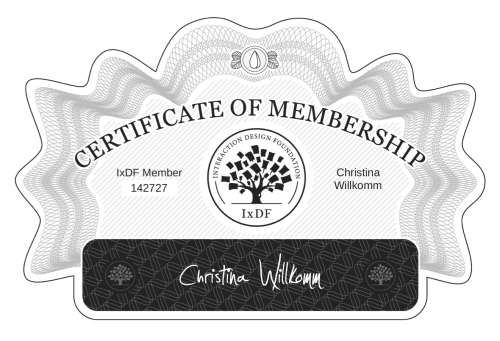 Christina's Certificate of membership