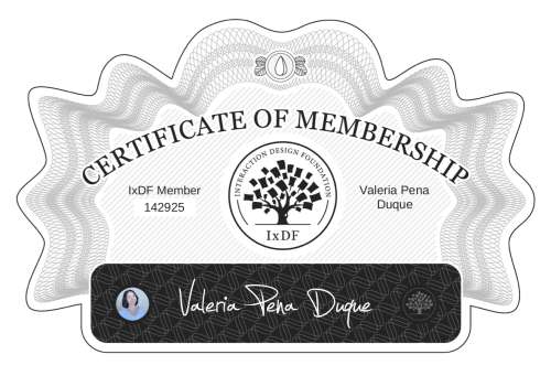 Valeria's Certificate of membership