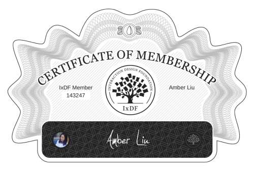 Amber's Certificate of membership