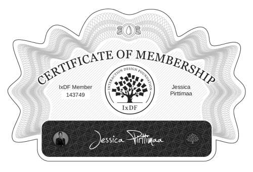Jessica's Certificate of membership