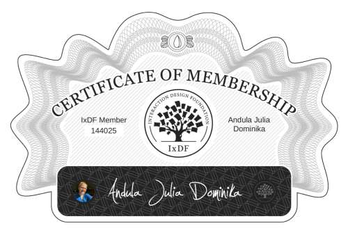 Andula's Certificate of membership