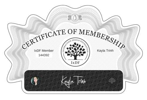 Kayla's Certificate of membership