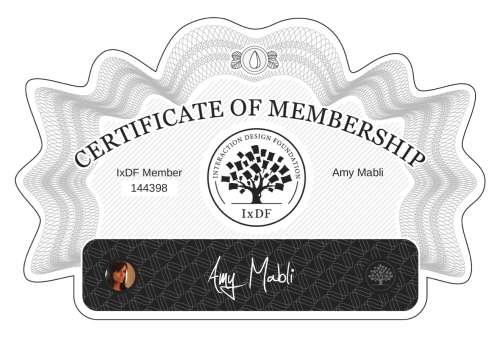 Amy's Certificate of membership