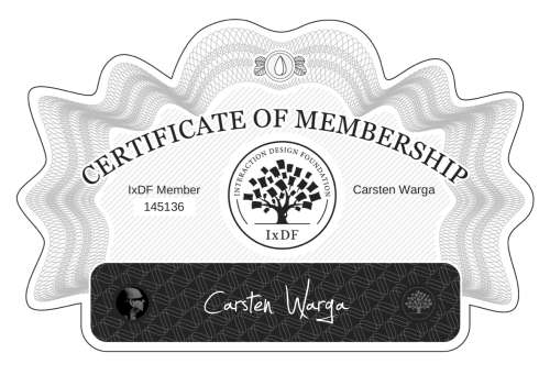 Carsten's Certificate of membership