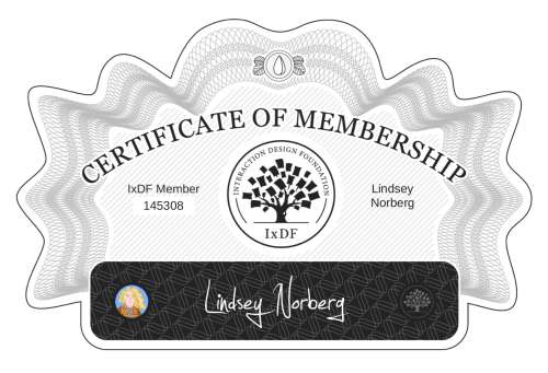 Lindsey's Certificate of membership
