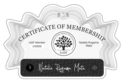 Natalia's Certificate of membership