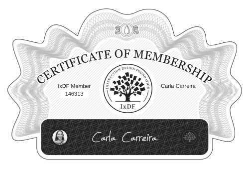 Carla's Certificate of membership