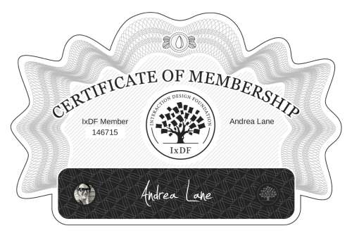 Andrea's Certificate of membership