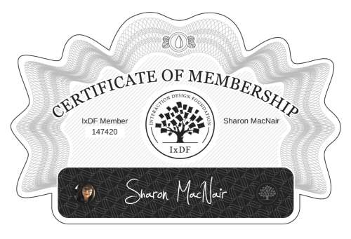 Sharon's Certificate of membership