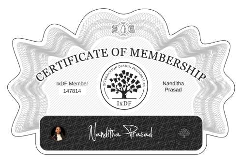 Nanditha's Certificate of membership