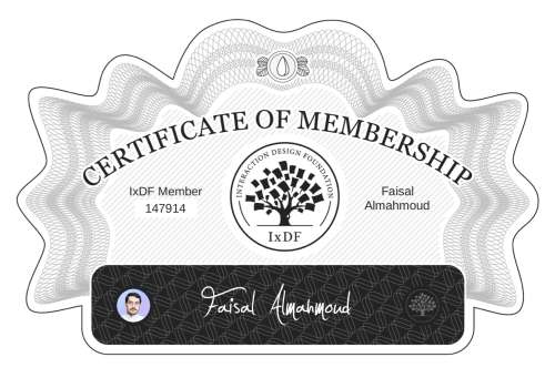 Faisal's Certificate of membership