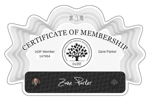 Zane's Certificate of membership