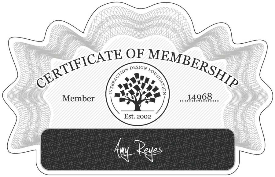 Amy Reyes: Certificate of Membership