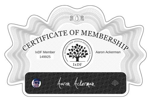 Aaron's Certificate of membership