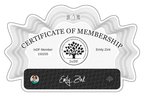 Emily's Certificate of membership