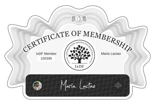 Maria's Certificate of membership