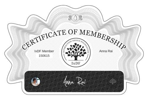 Anna's Certificate of membership
