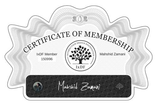 Mahshid's Certificate of membership