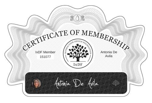 Antonia's Certificate of membership