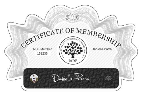 Daniella's Certificate of membership