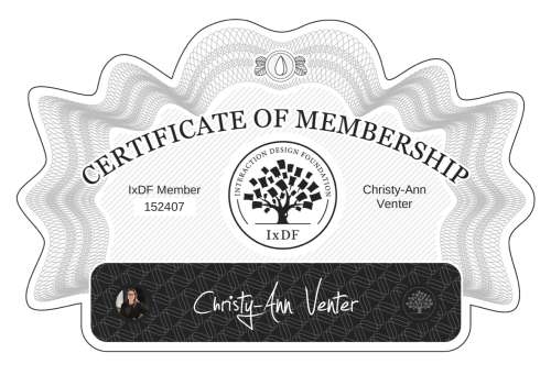 Christy-Ann's Certificate of membership