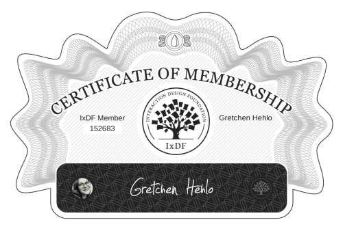 Gretchen's Certificate of membership