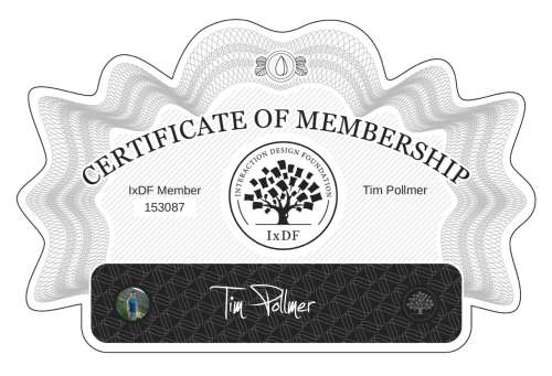 Tim's Certificate of membership