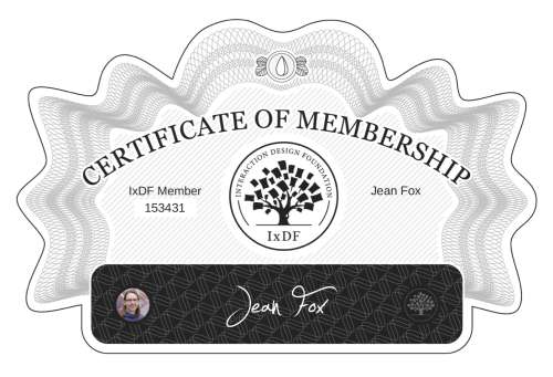 Jean's Certificate of membership