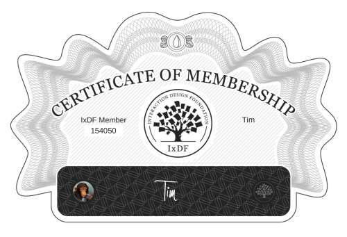 Tim's Certificate of membership