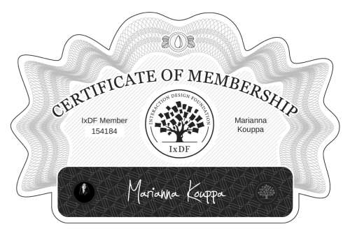Marianna's Certificate of membership