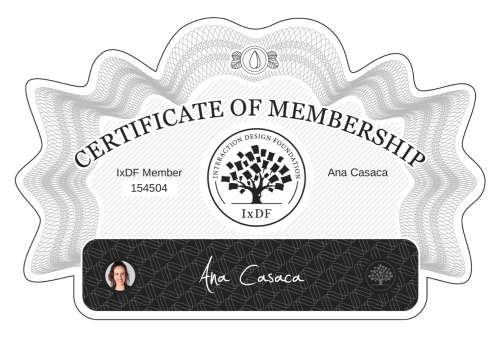 Ana's Certificate of membership