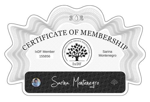 Sarina's Certificate of membership
