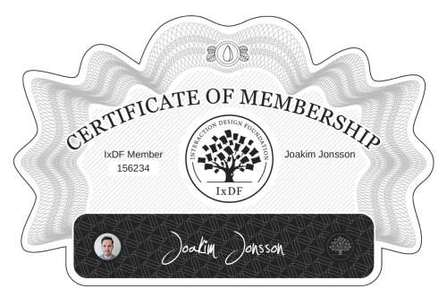 Joakim's Certificate of membership