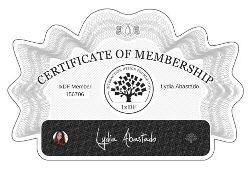 Lydia's Certificate of membership