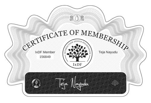 Teja's Certificate of membership