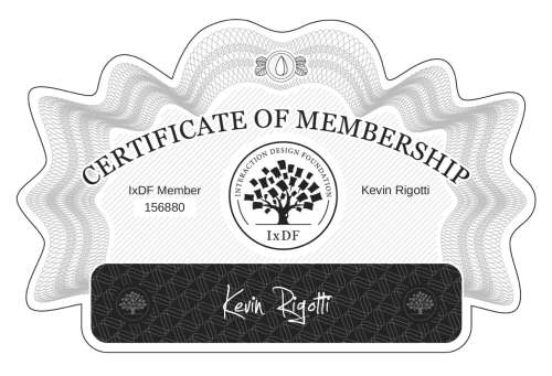 Kevin's Certificate of membership